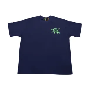 A Few Good Kids Cursive Lettering Logo Navy Green Tee