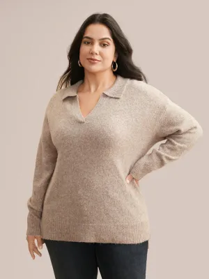 Airy Cozy Polo Collar Wool Pullover