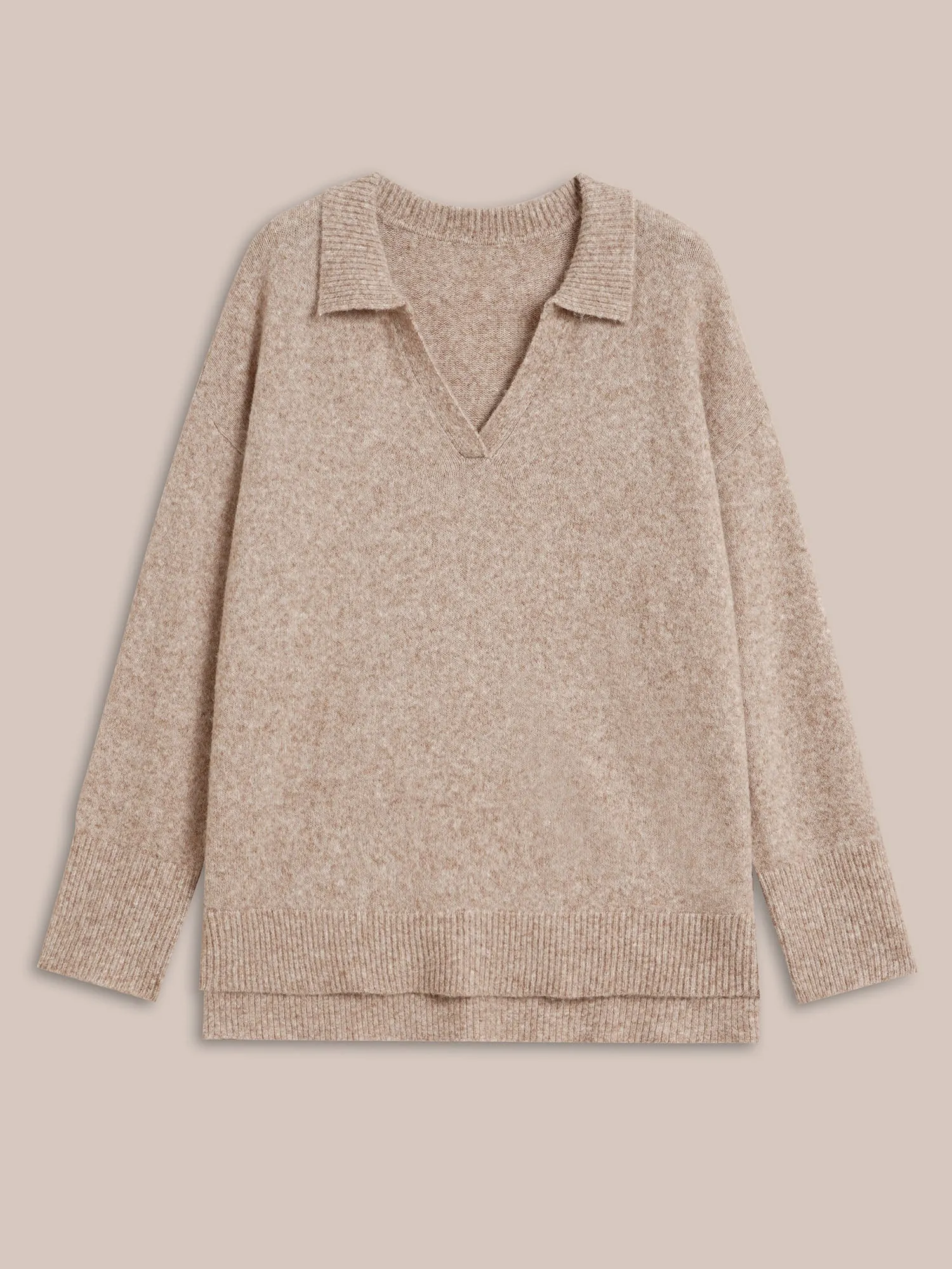 Airy Cozy Polo Collar Wool Pullover