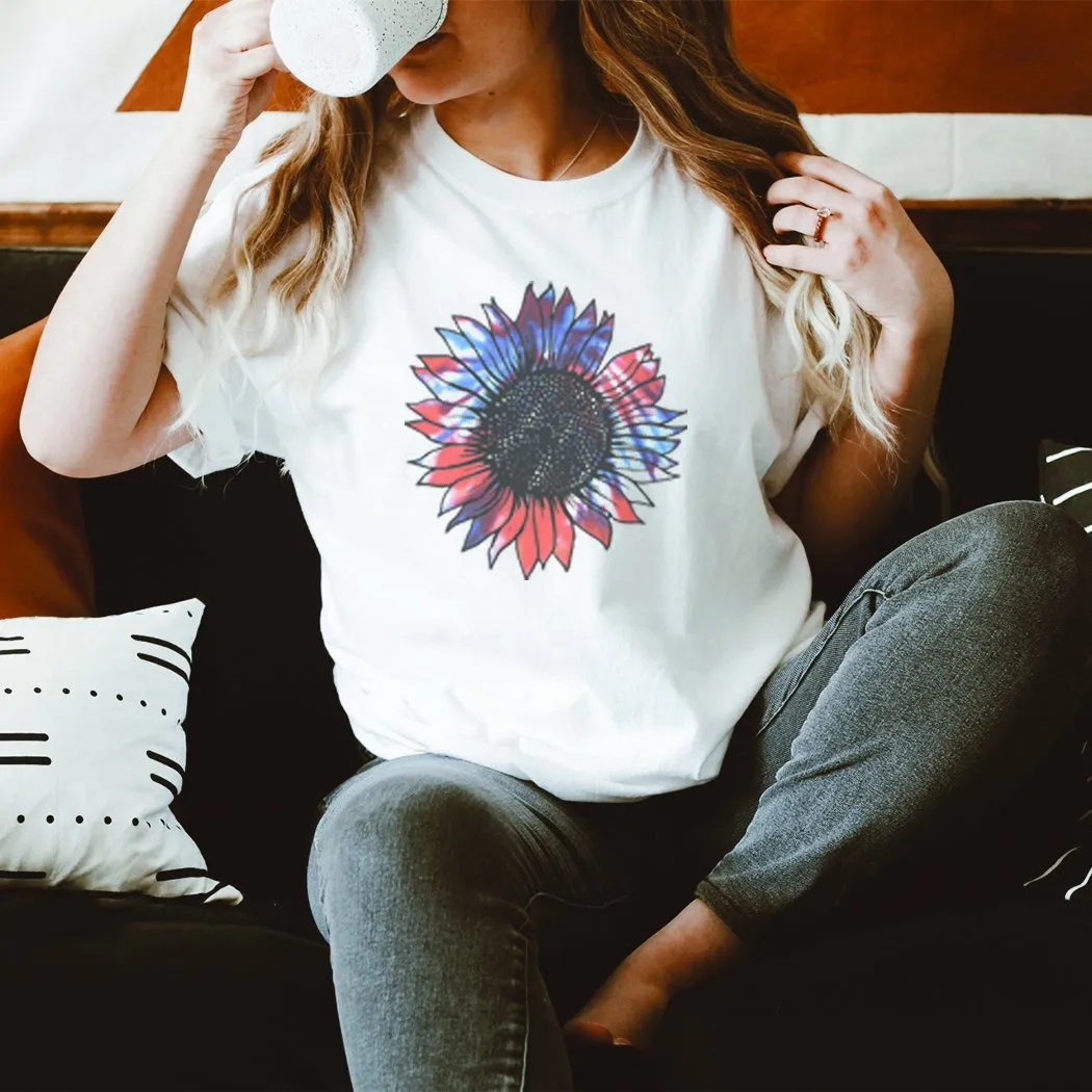 American Tie-Dye Sunflower Graphic T-Shirt - PA134