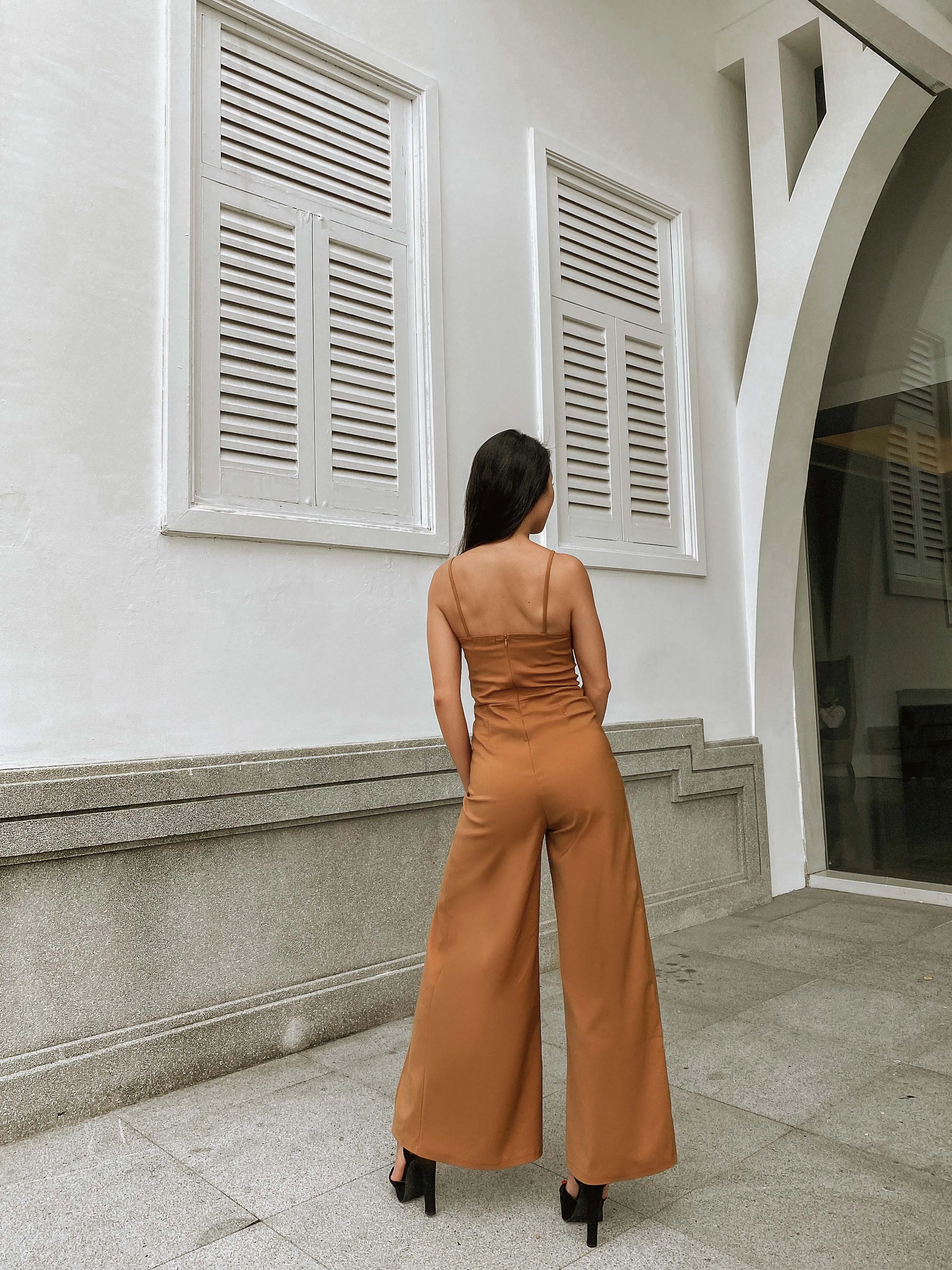 Artel Flared Leg Jumpsuit in Brown