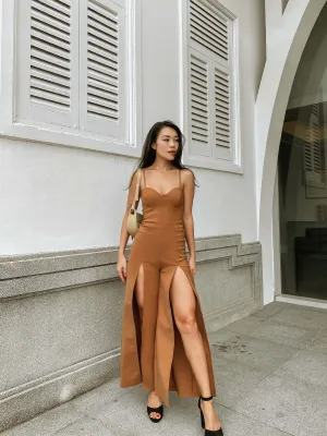 Artel Flared Leg Jumpsuit in Brown