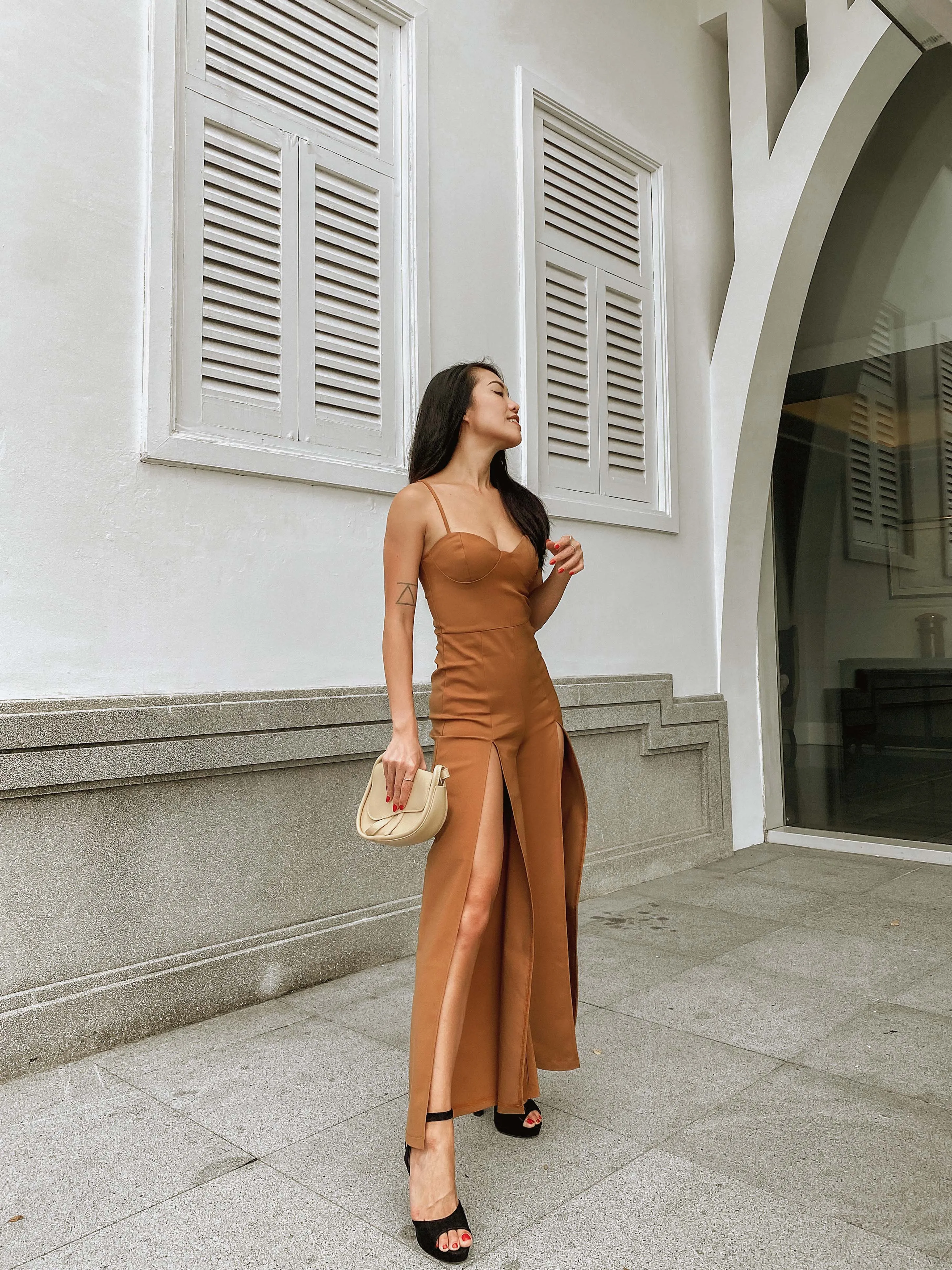 Artel Flared Leg Jumpsuit in Brown