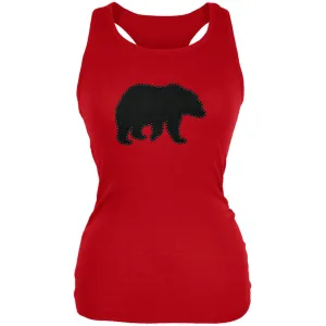 Bear Faux Stitched Red Juniors Soft Tank Top