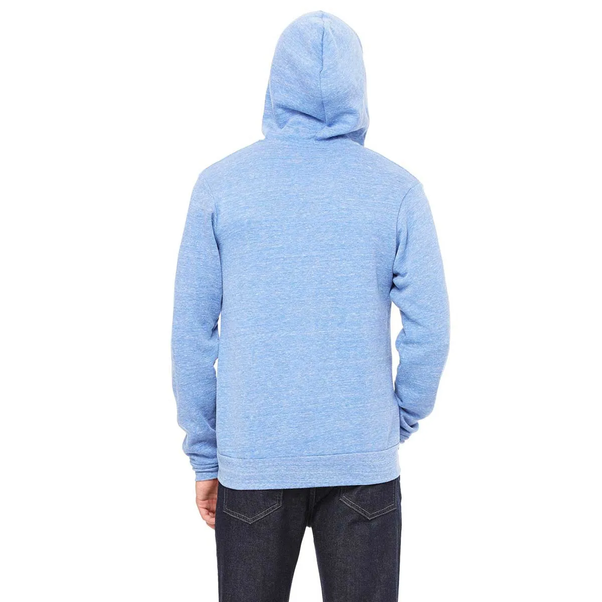 Bella   Canvas Unisex Blue Triblend Sponge Fleece Full-Zip Hoodie