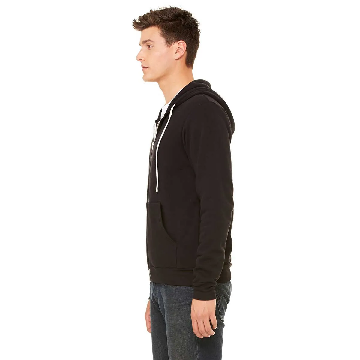 Bella   Canvas Unisex Solid Black Triblend Sponge Fleece Full-Zip Hoodie