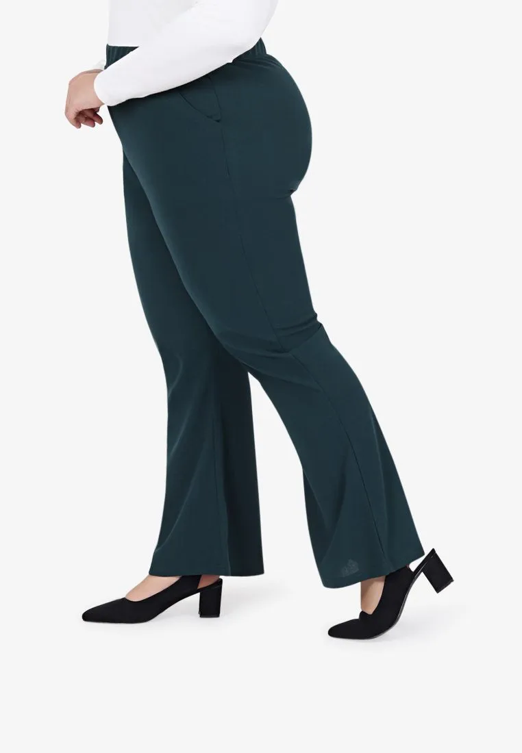 Bellanne Simple Bell Leg Pants - Dark Green