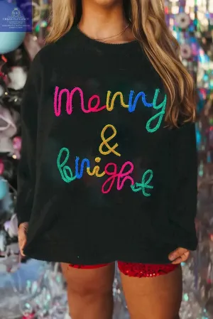 Black Tinsel Merry & Bright Plus Size Sweater