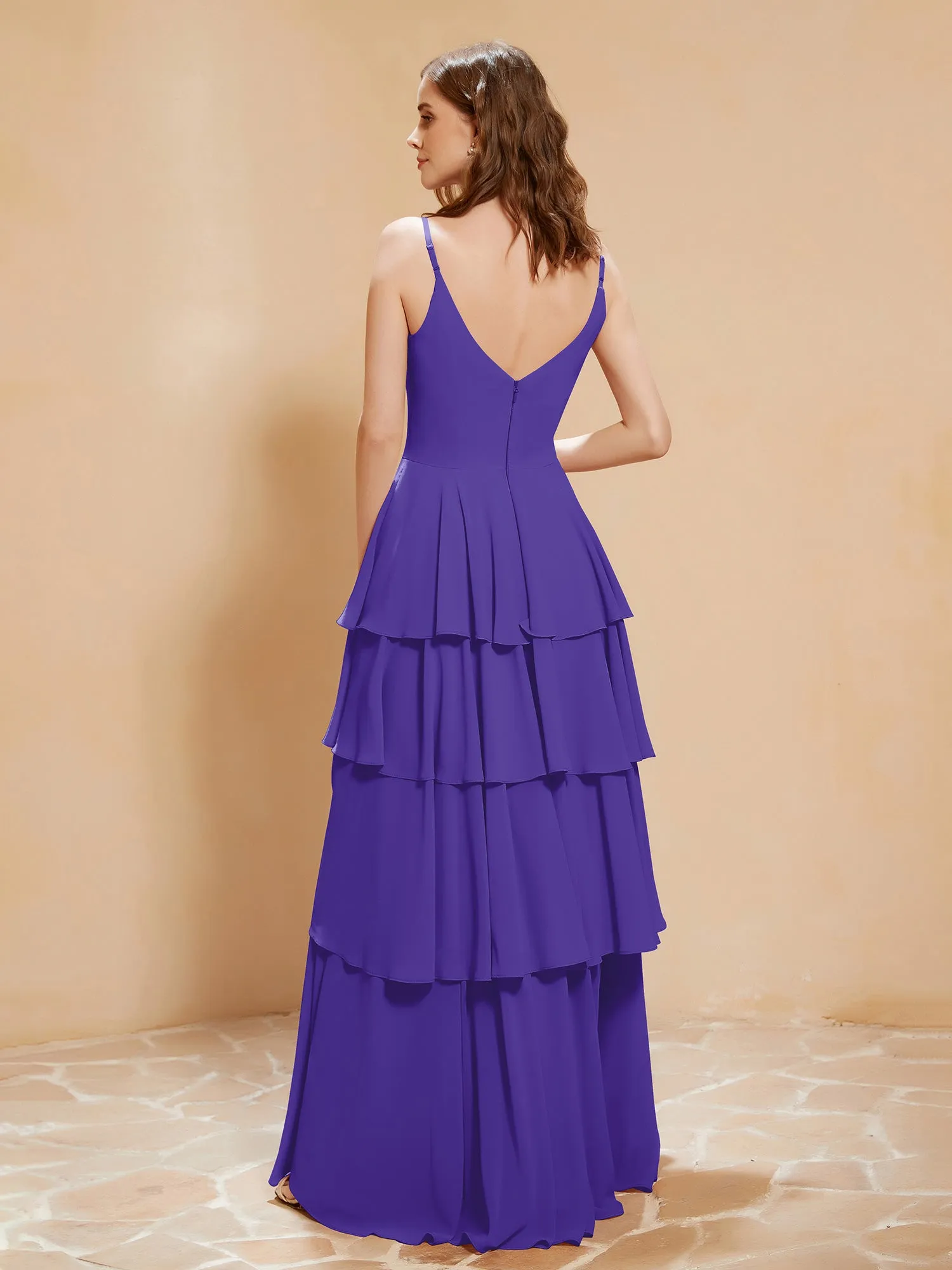 Boho V-neck Floor-length Dress Flowy Ruffles Regency