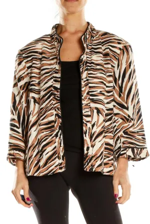 Brown Animal Print Lightweight Jacket