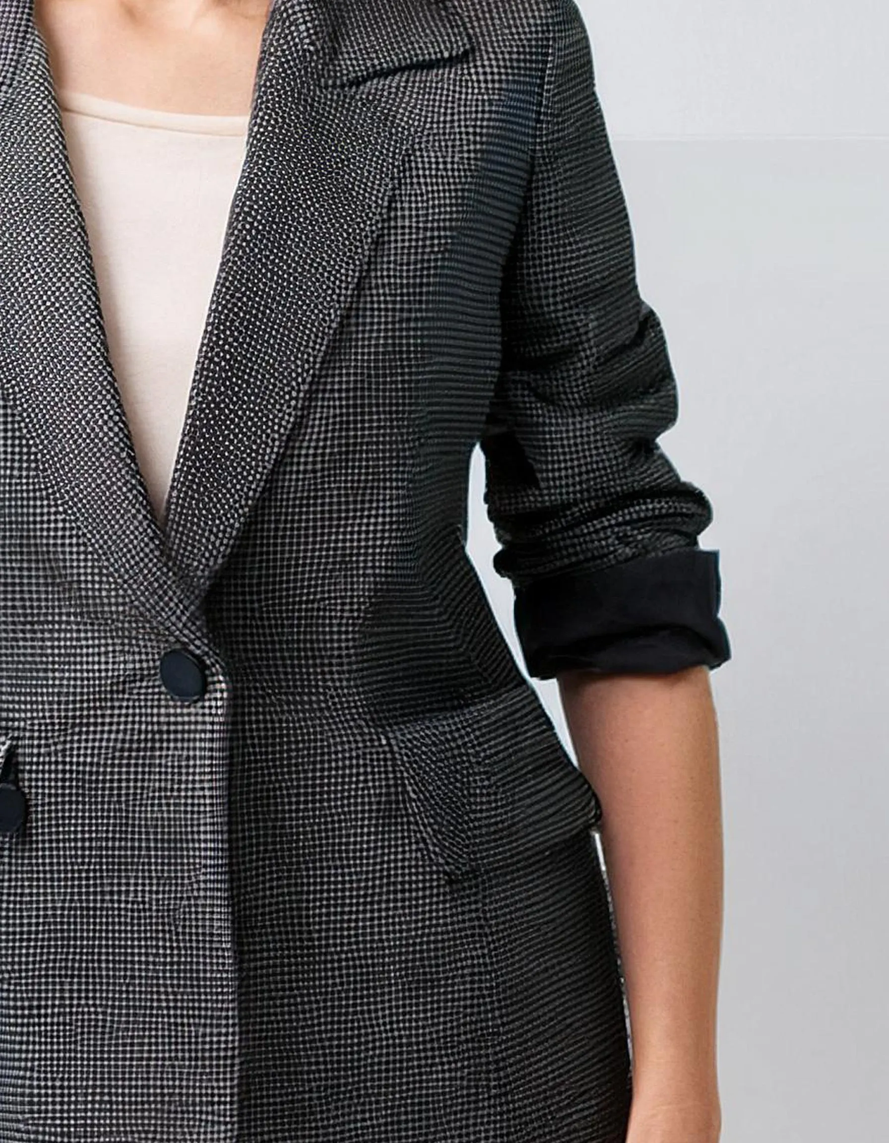 Charcoal Cropped Sleeve Blazer