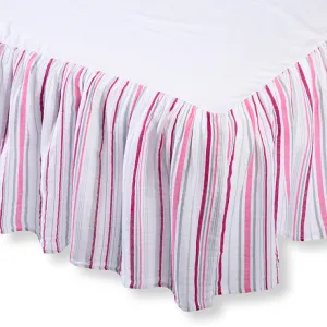 Crib Skirt - Jewel Tone Stripes - Pink, Gray, & Very Berry - FINAL SALE