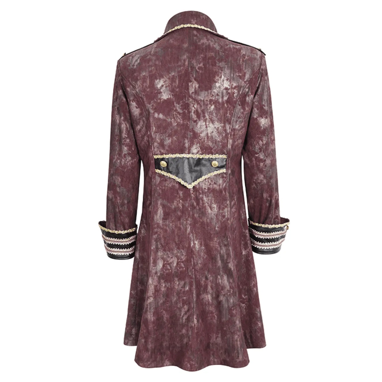 Dazzling Gold Embossed Washed Red Pirate Coat