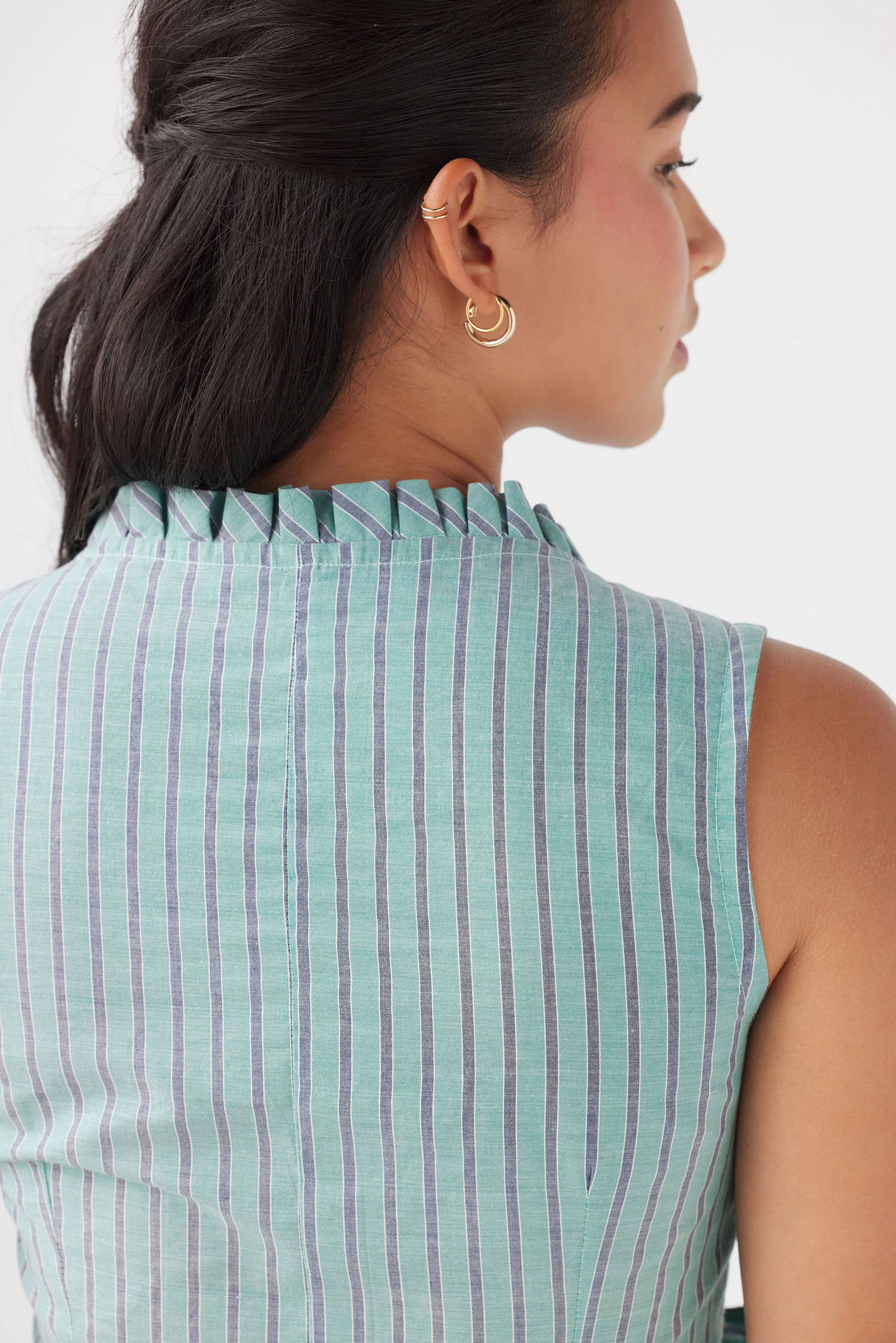 Elizabeth Wrap Top in Striped Voile