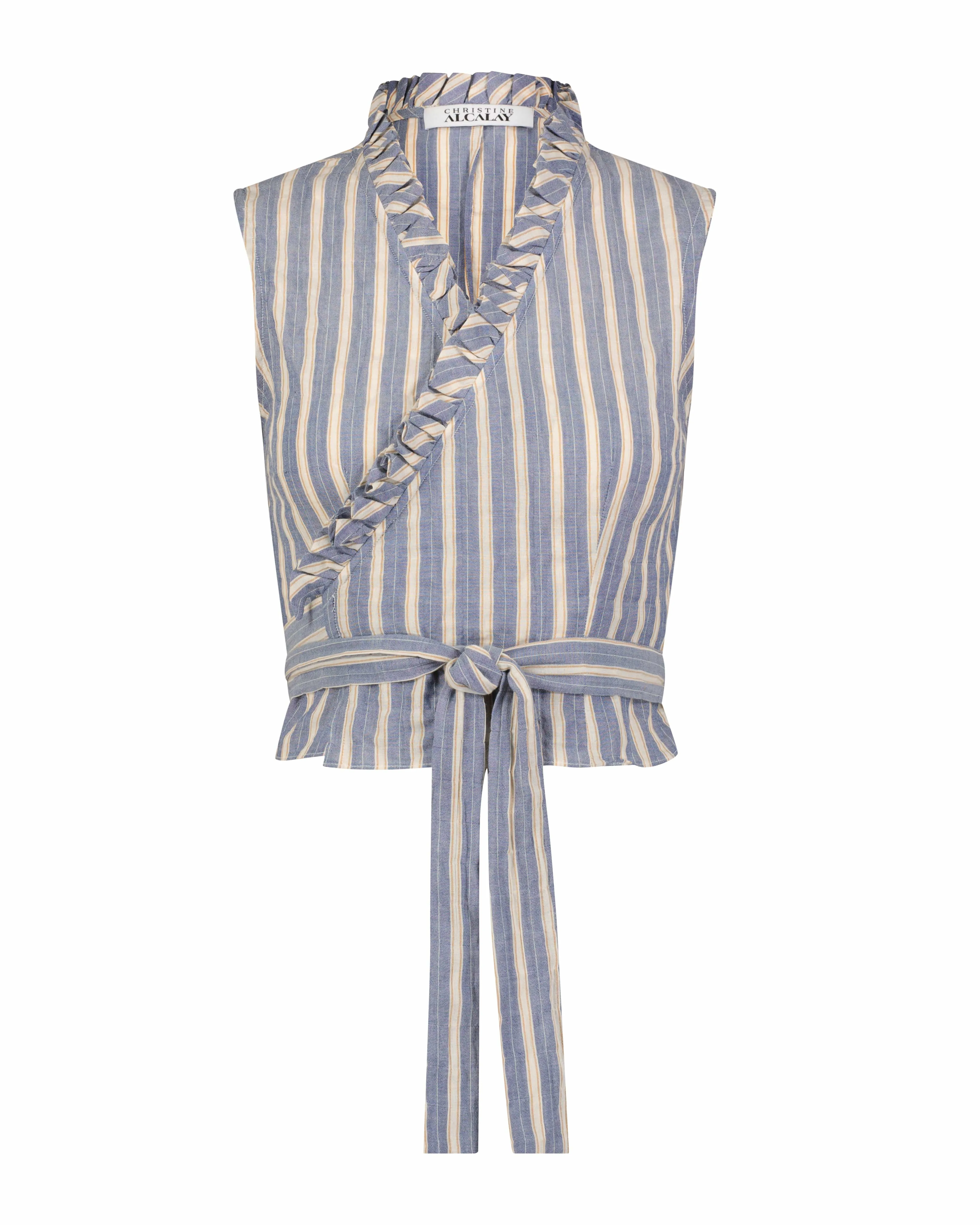 Elizabeth Wrap Top in Striped Voile