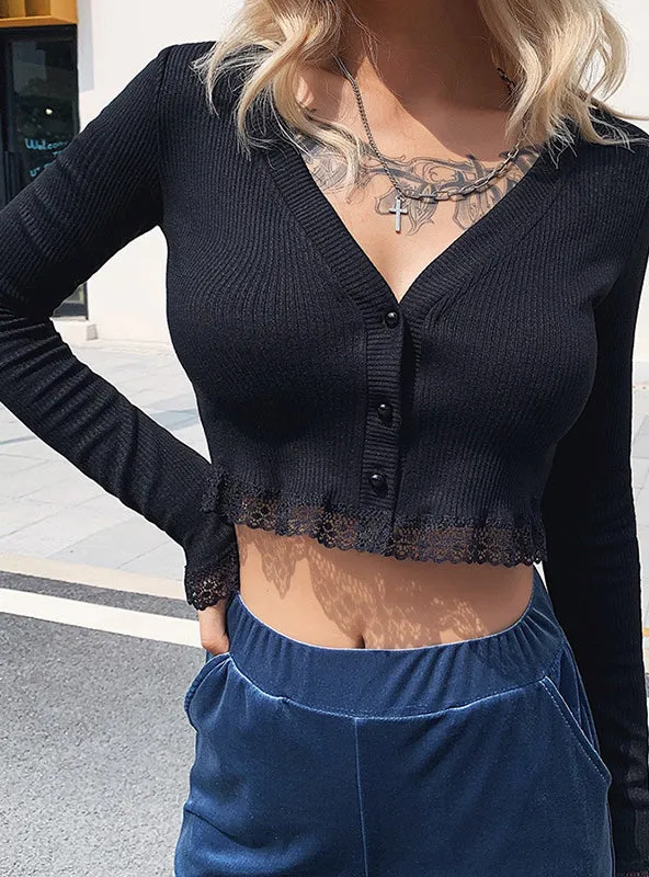 Fashion Slim Ladies Knitted Sweater Crop Top