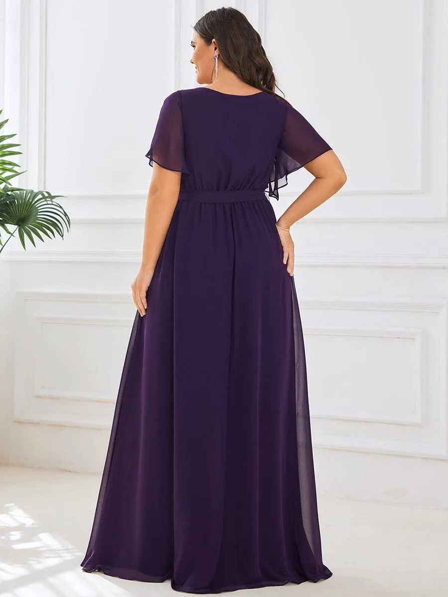 Flowy Pleated A-Line Chiffon Tie-Waist Bridesmaid Dress