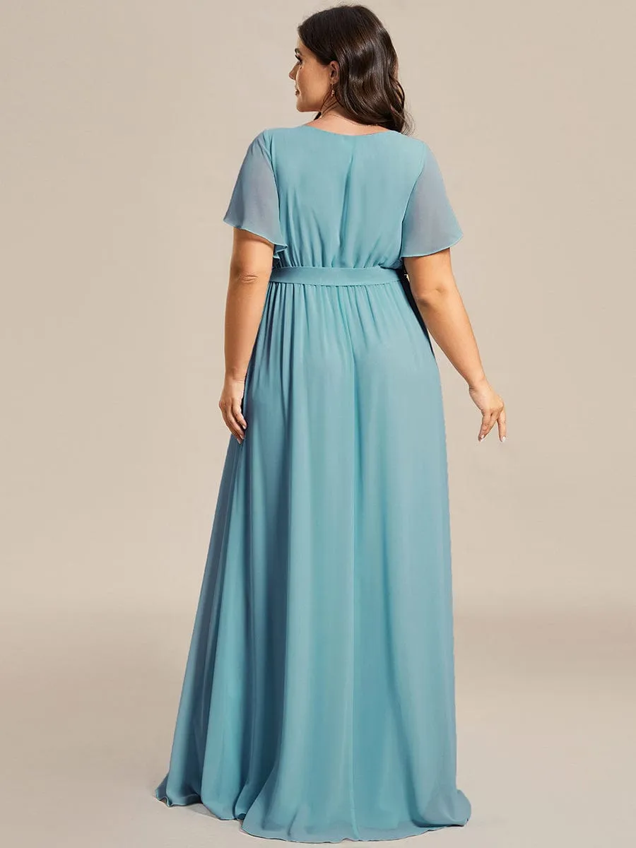 Flowy Pleated A-Line Chiffon Tie-Waist Bridesmaid Dress