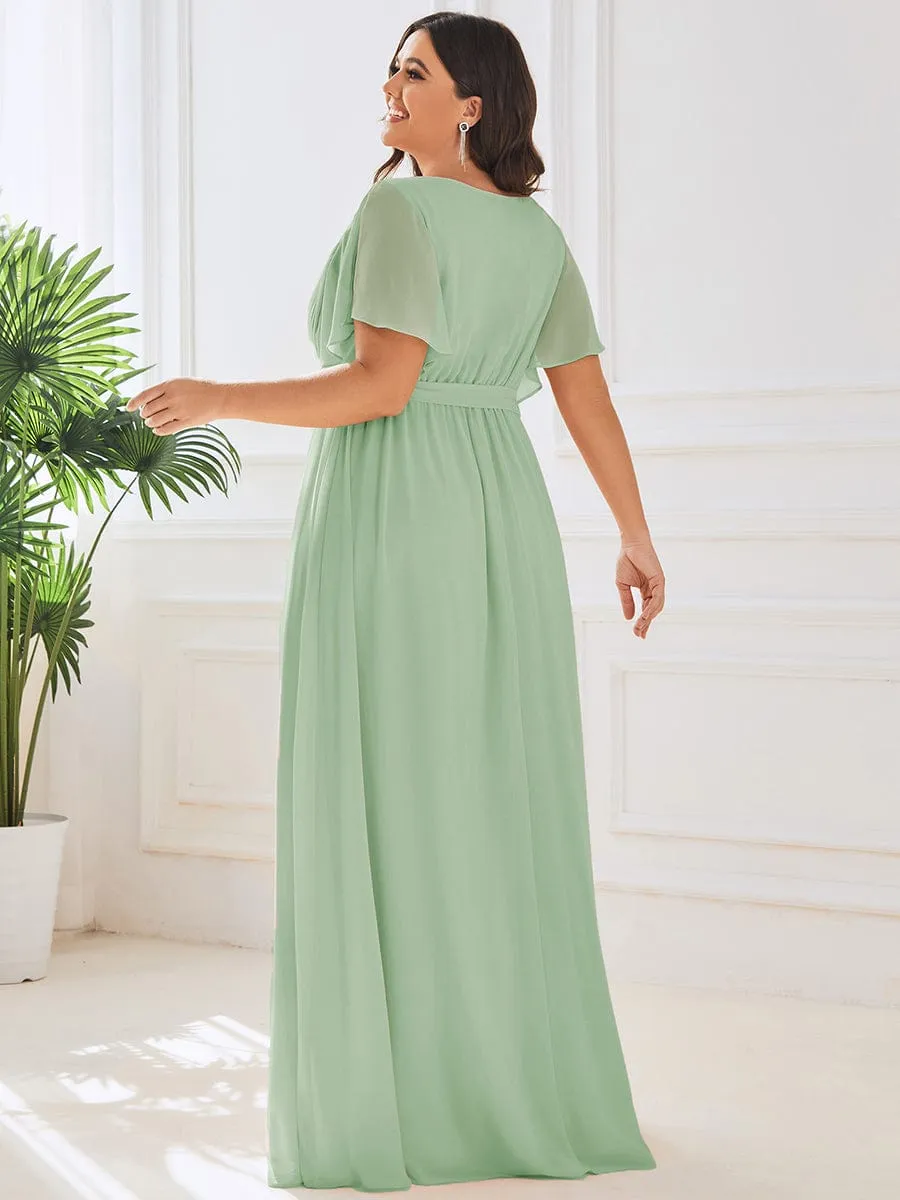 Flowy Pleated A-Line Chiffon Tie-Waist Bridesmaid Dress