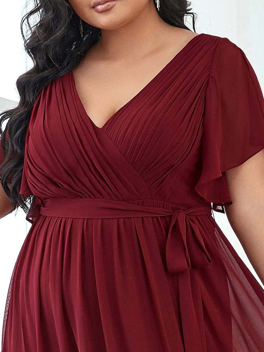 Flowy Pleated A-Line Chiffon Tie-Waist Bridesmaid Dress