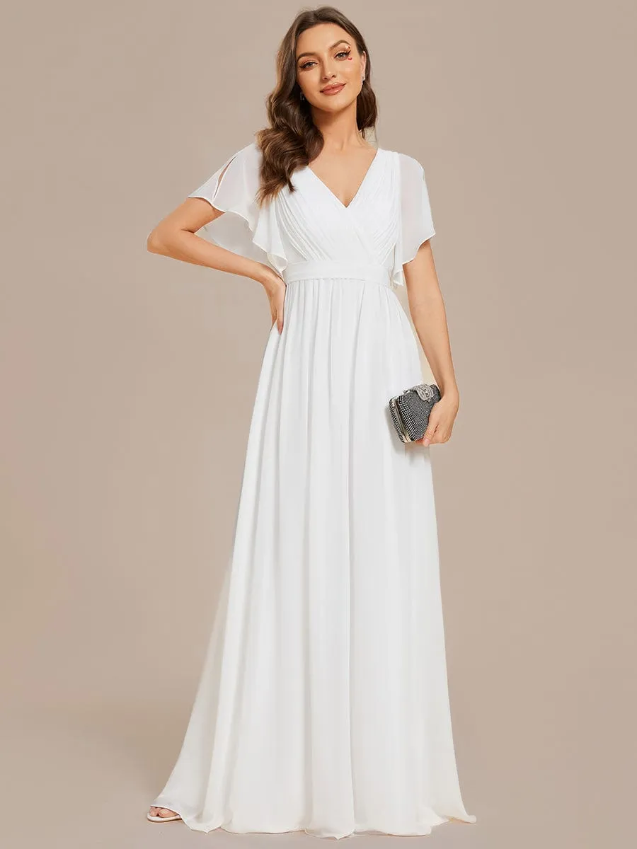 Flowy Pleated A-Line Chiffon Tie-Waist Bridesmaid Dress