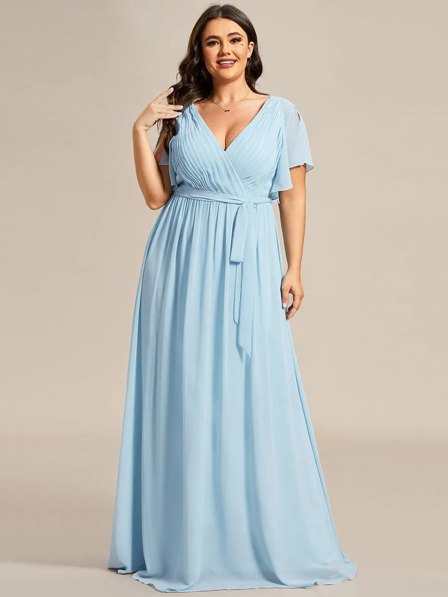 Flowy Pleated A-Line Chiffon Tie-Waist Bridesmaid Dress