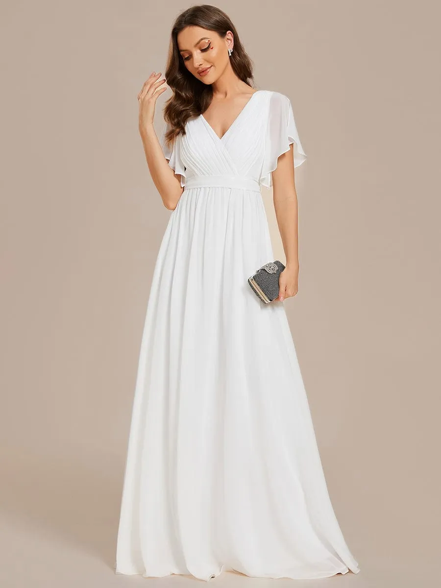 Flowy Pleated A-Line Chiffon Tie-Waist Bridesmaid Dress