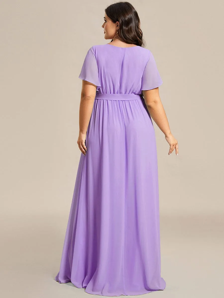 Flowy Pleated A-Line Chiffon Tie-Waist Bridesmaid Dress