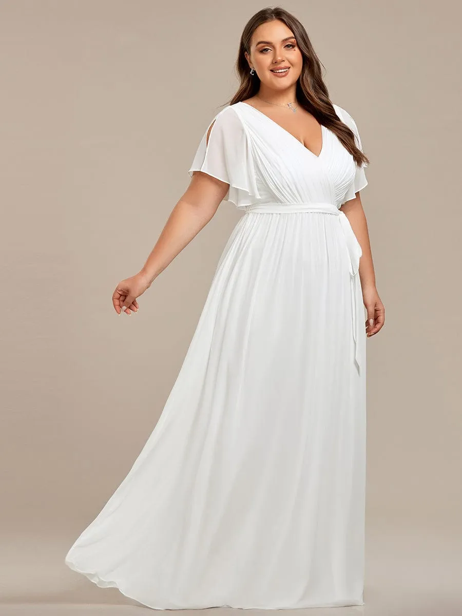 Flowy Pleated A-Line Chiffon Tie-Waist Bridesmaid Dress