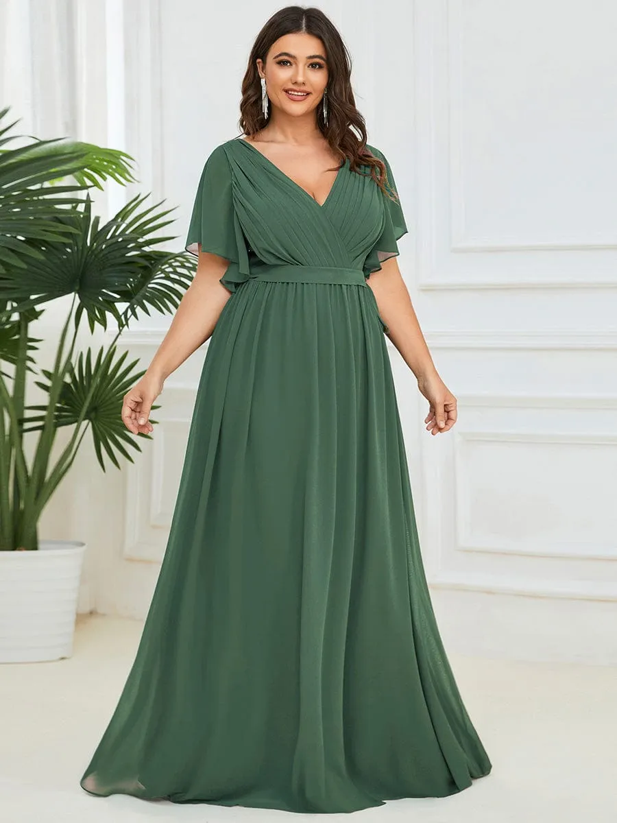 Flowy Pleated A-Line Chiffon Tie-Waist Bridesmaid Dress