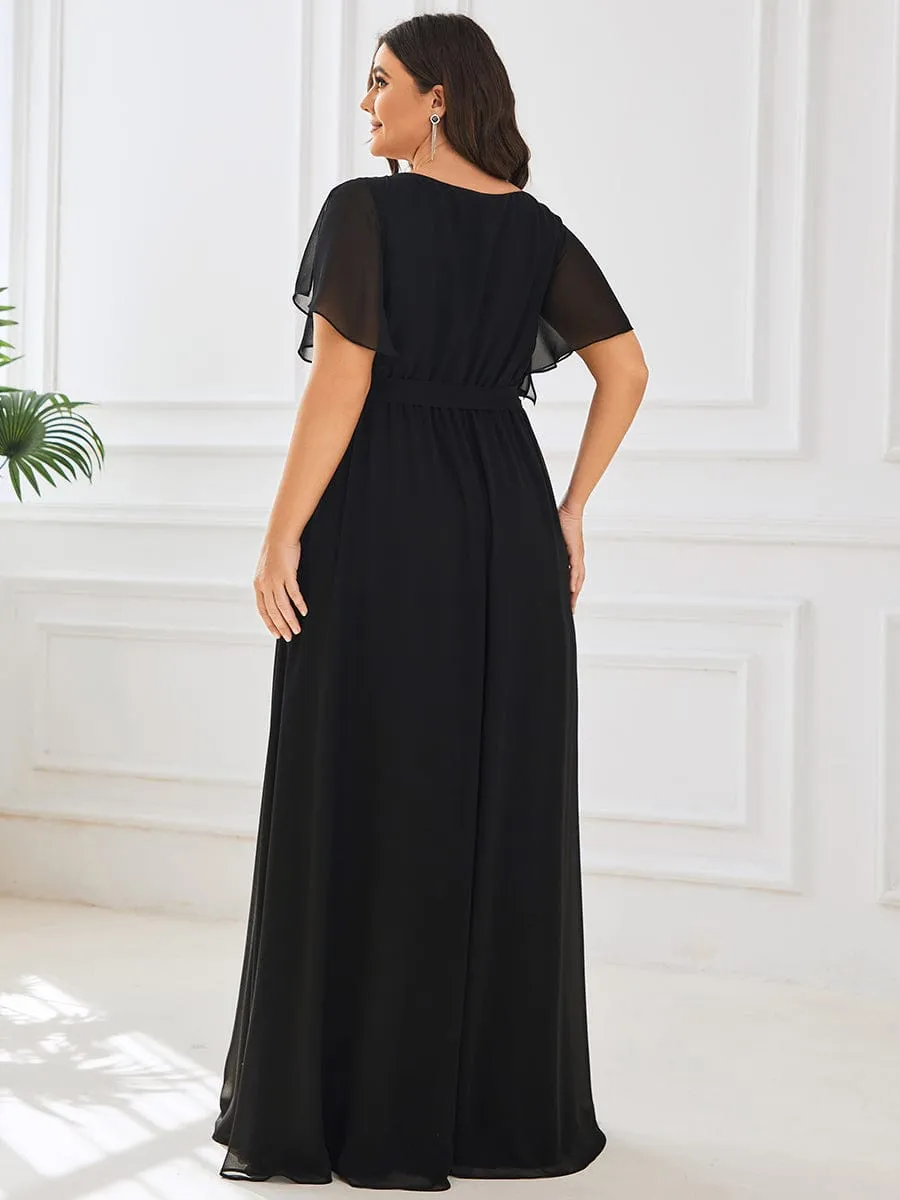 Flowy Pleated A-Line Chiffon Tie-Waist Bridesmaid Dress