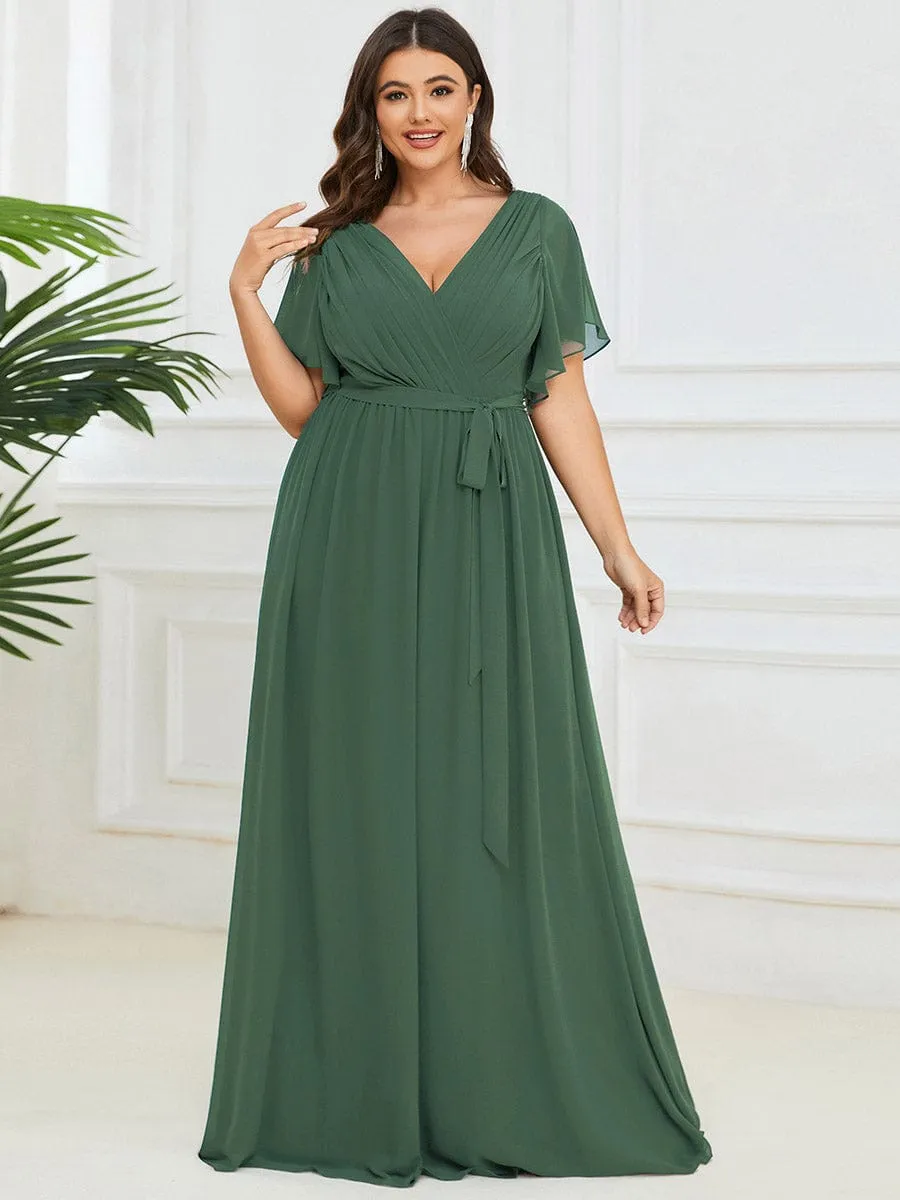 Flowy Pleated A-Line Chiffon Tie-Waist Bridesmaid Dress