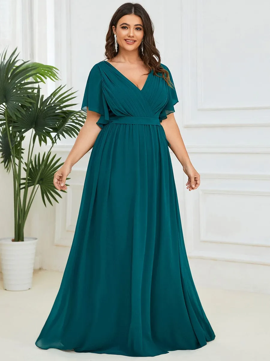 Flowy Pleated A-Line Chiffon Tie-Waist Bridesmaid Dress