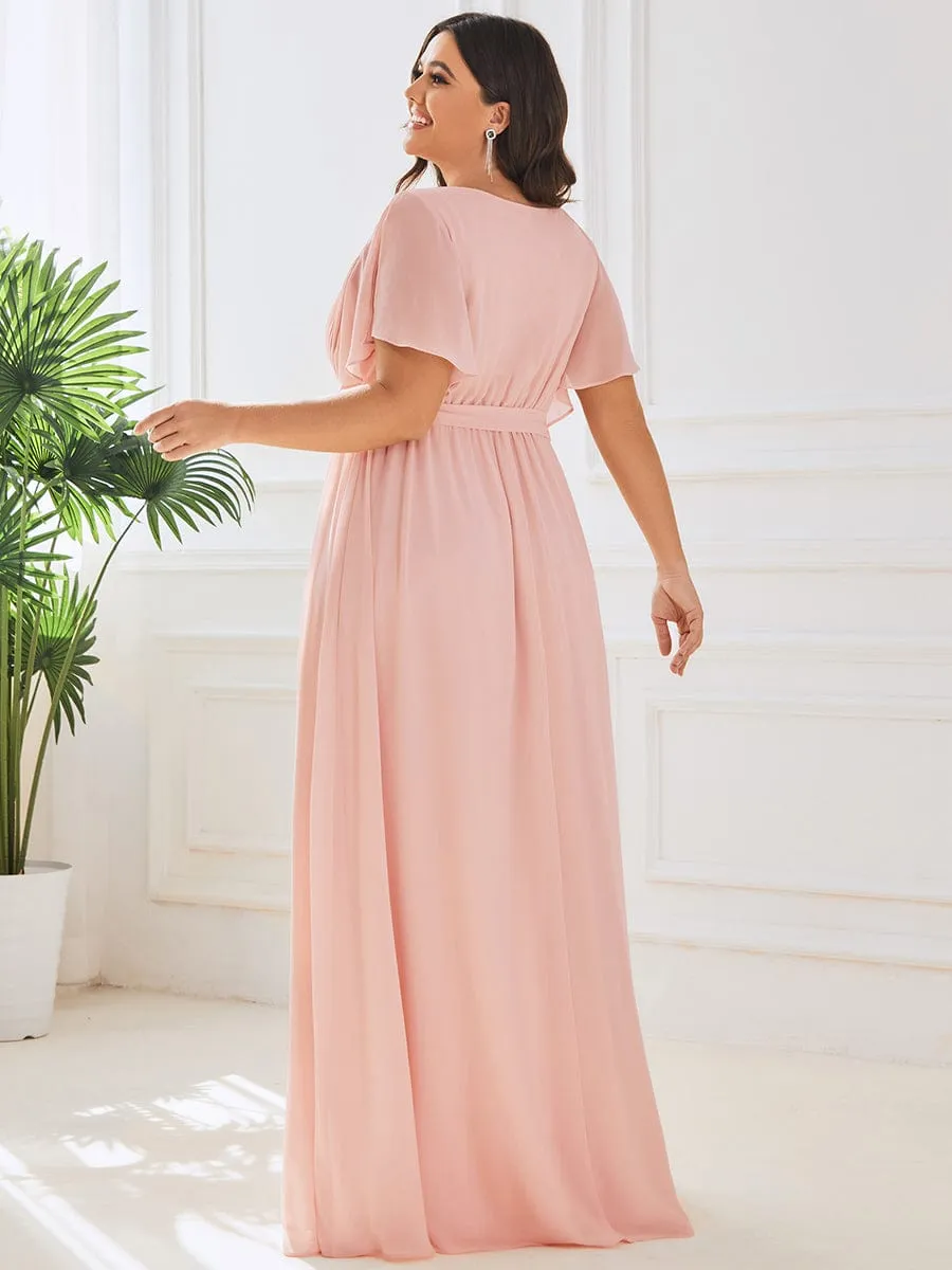 Flowy Pleated A-Line Chiffon Tie-Waist Bridesmaid Dress