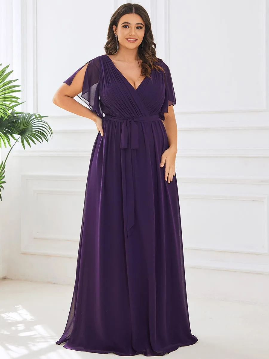 Flowy Pleated A-Line Chiffon Tie-Waist Bridesmaid Dress