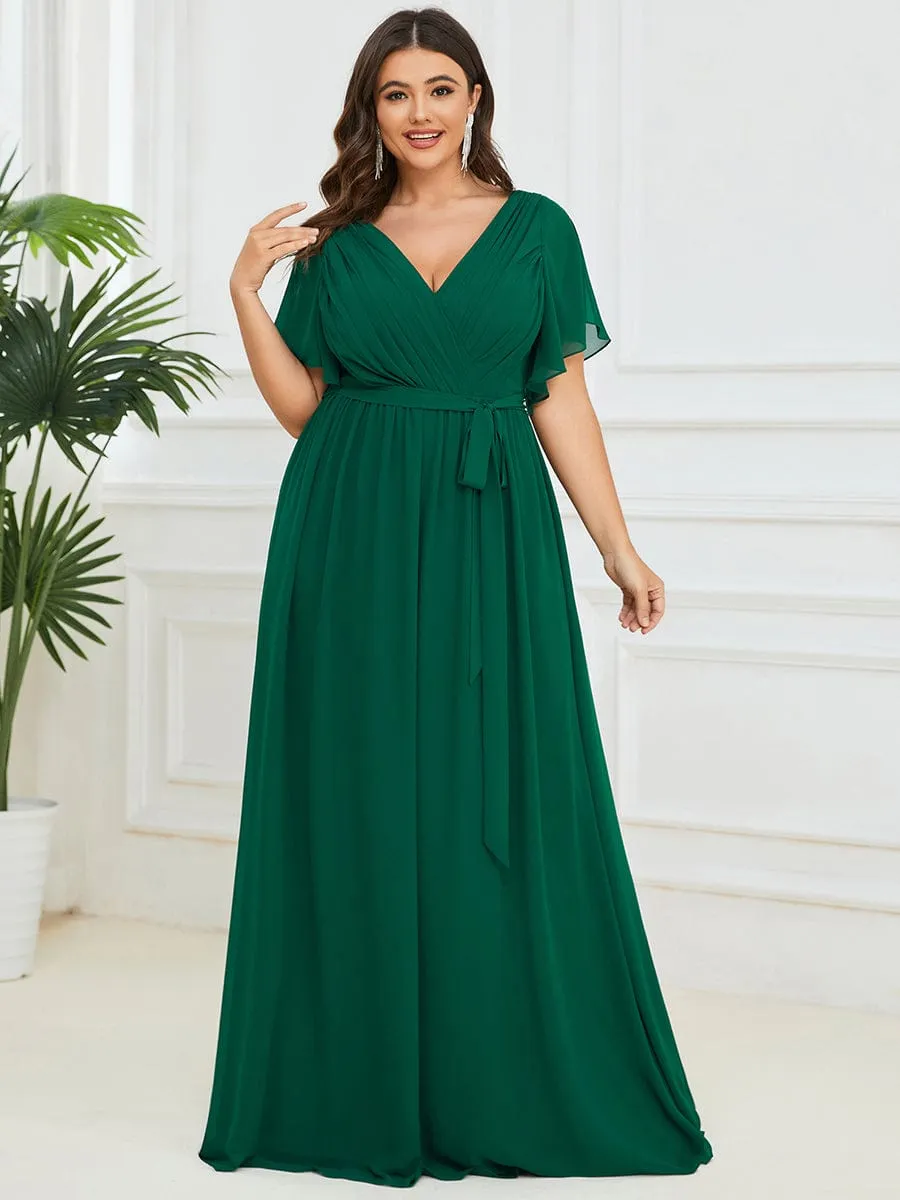 Flowy Pleated A-Line Chiffon Tie-Waist Bridesmaid Dress