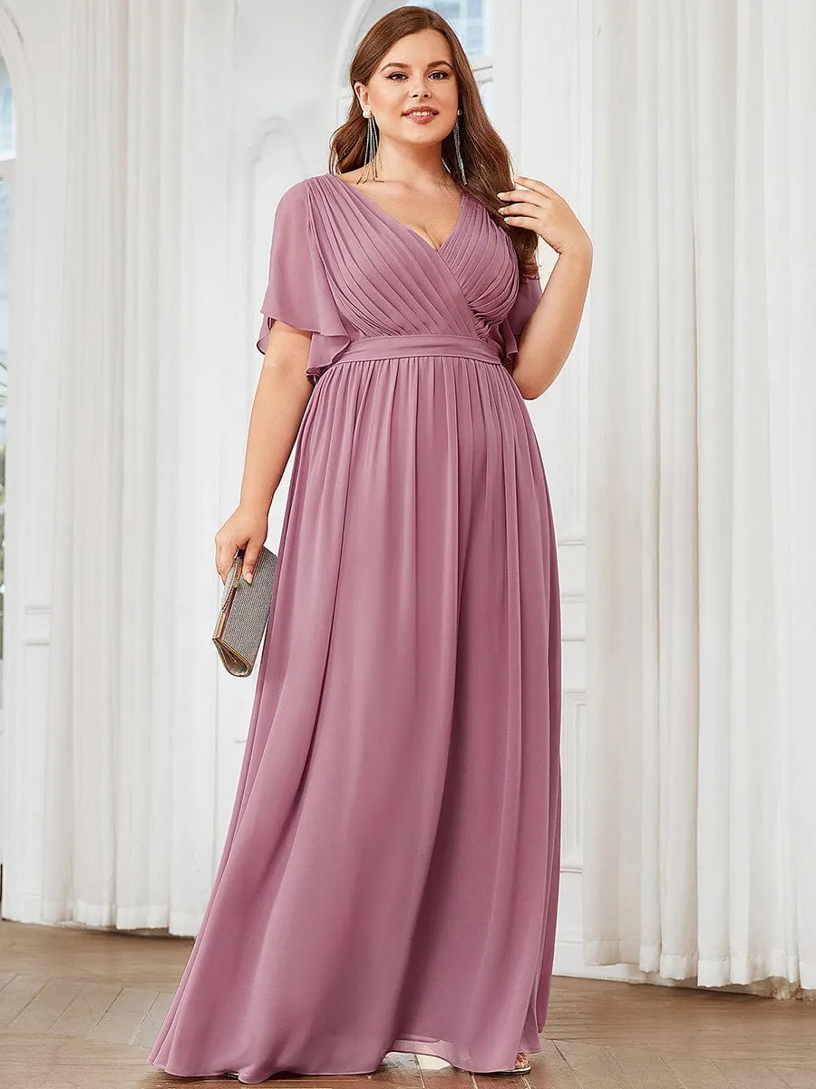 Flowy Pleated A-Line Chiffon Tie-Waist Bridesmaid Dress