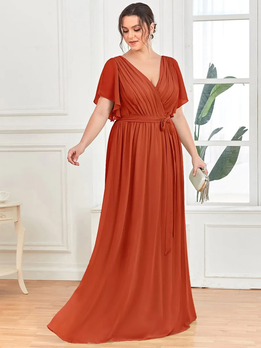 Flowy Pleated A-Line Chiffon Tie-Waist Bridesmaid Dress