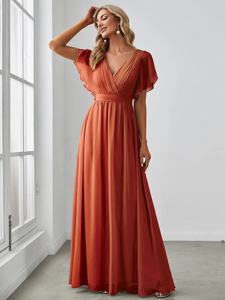 Flowy Pleated A-Line Chiffon Tie-Waist Bridesmaid Dress