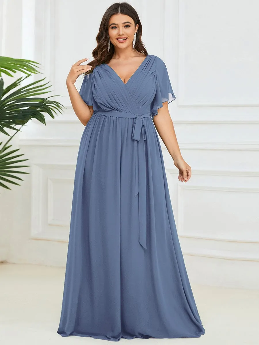 Flowy Pleated A-Line Chiffon Tie-Waist Bridesmaid Dress