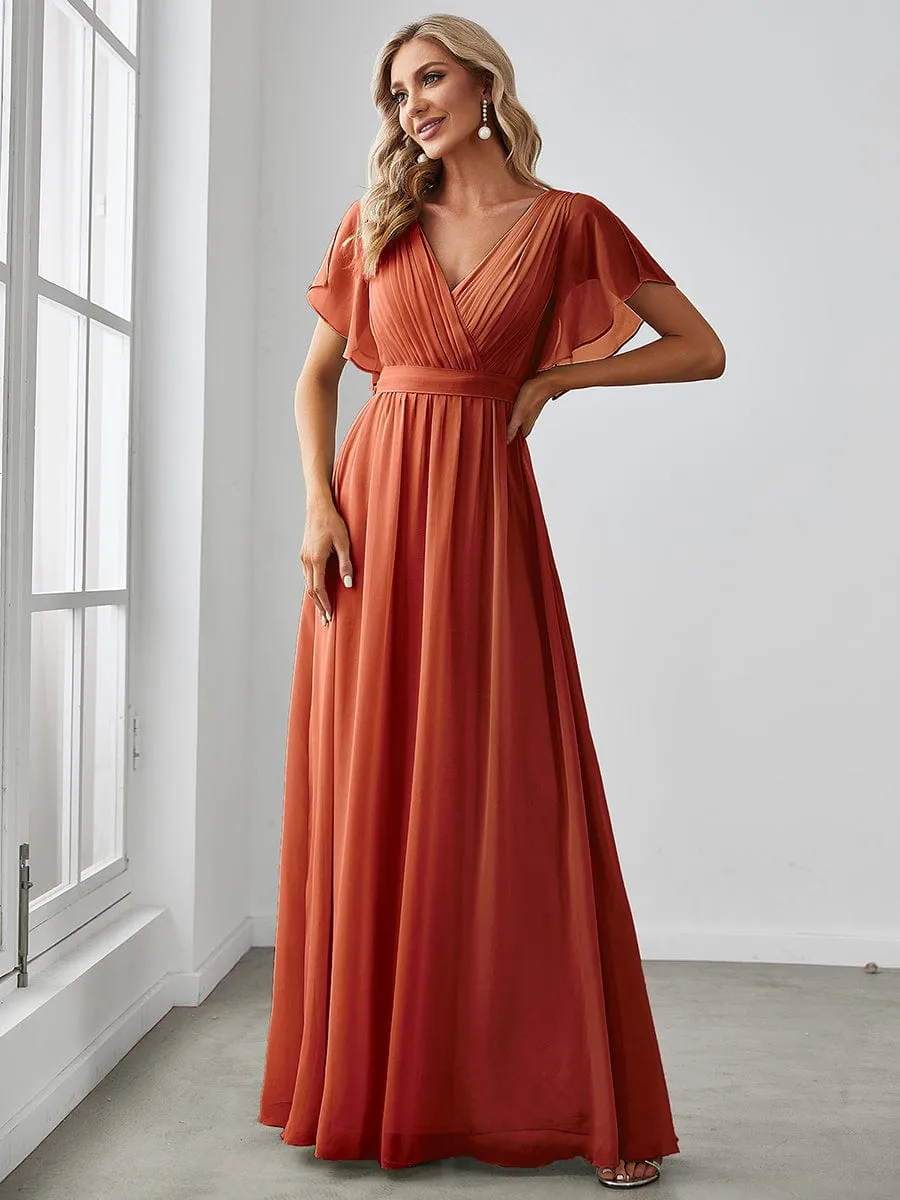 Flowy Pleated A-Line Chiffon Tie-Waist Bridesmaid Dress