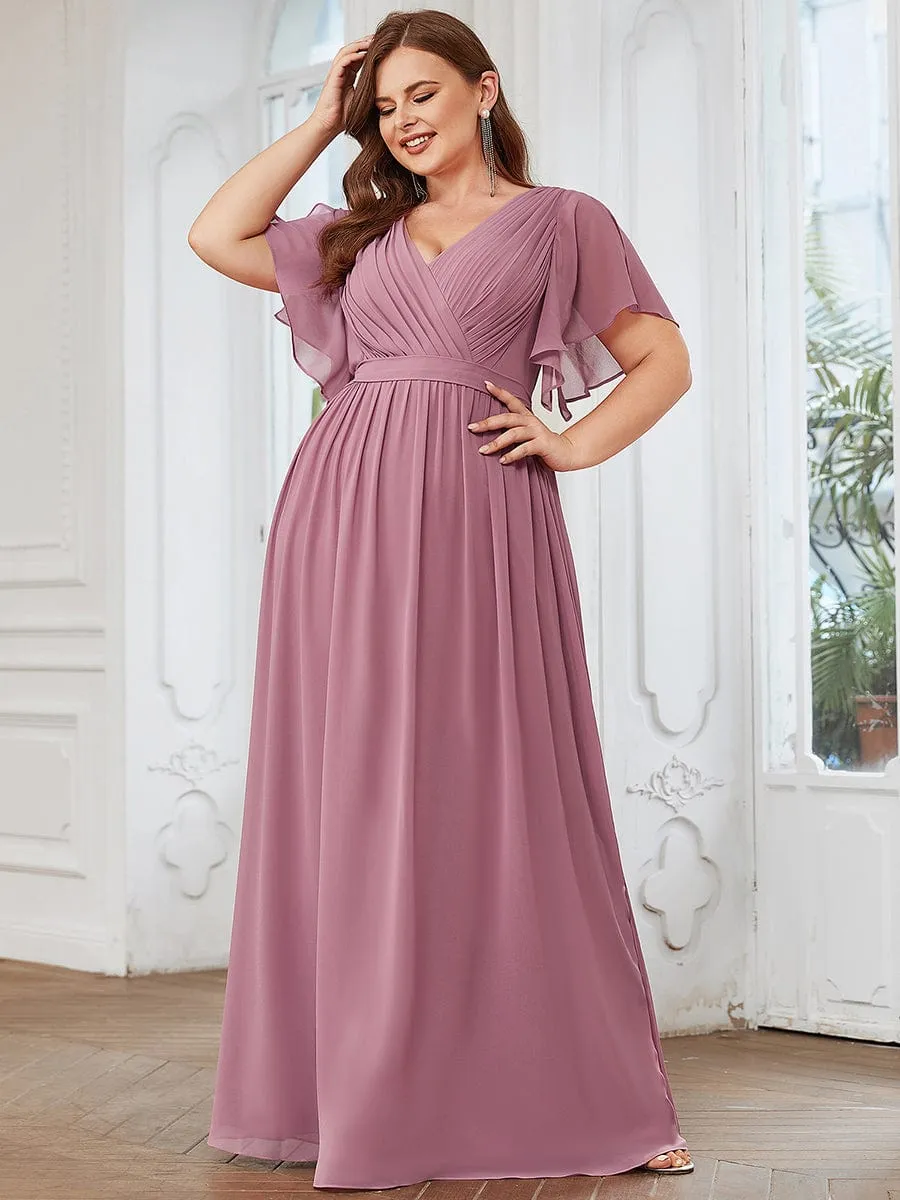 Flowy Pleated A-Line Chiffon Tie-Waist Bridesmaid Dress