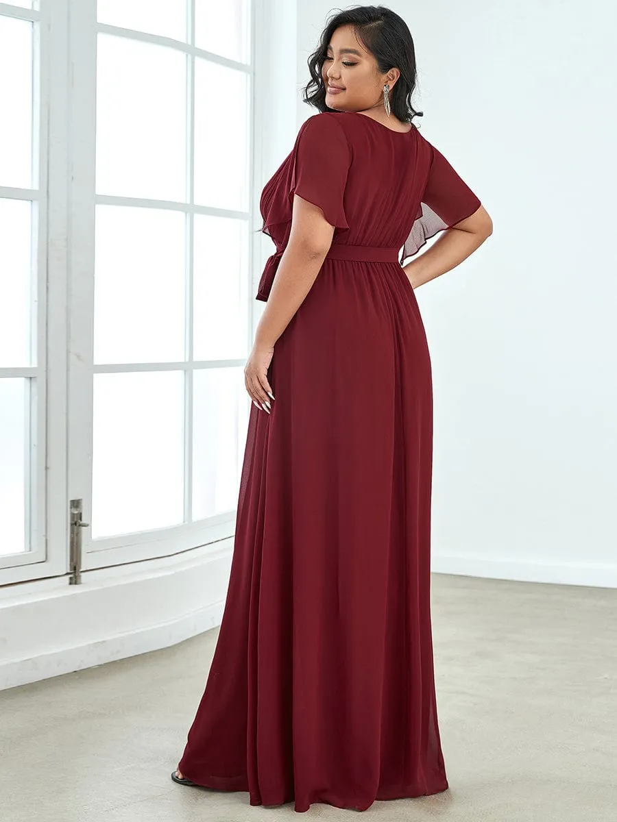 Flowy Pleated A-Line Chiffon Tie-Waist Bridesmaid Dress