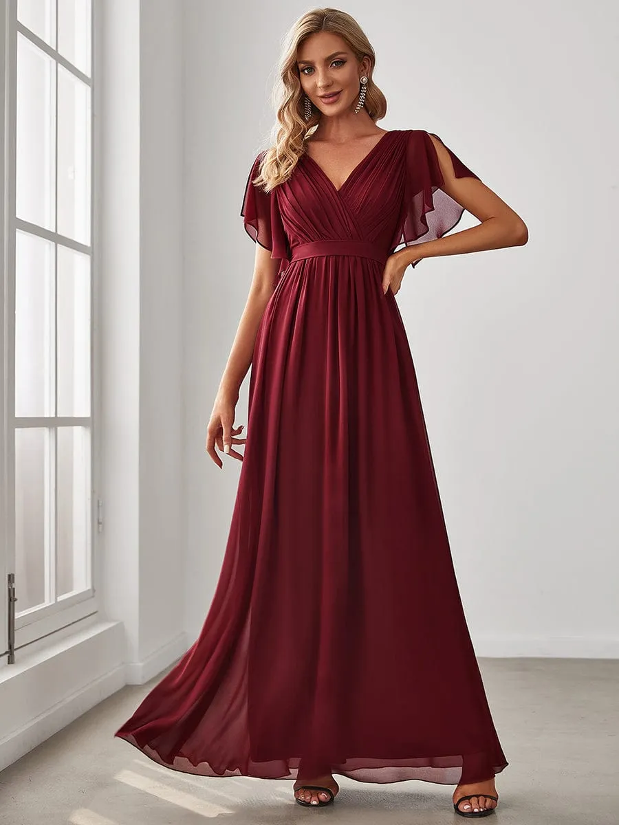 Flowy Pleated A-Line Chiffon Tie-Waist Bridesmaid Dress