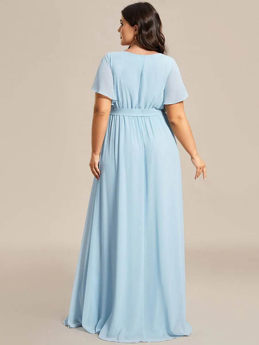 Flowy Pleated A-Line Chiffon Tie-Waist Bridesmaid Dress