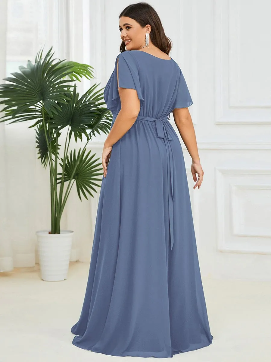 Flowy Pleated A-Line Chiffon Tie-Waist Bridesmaid Dress