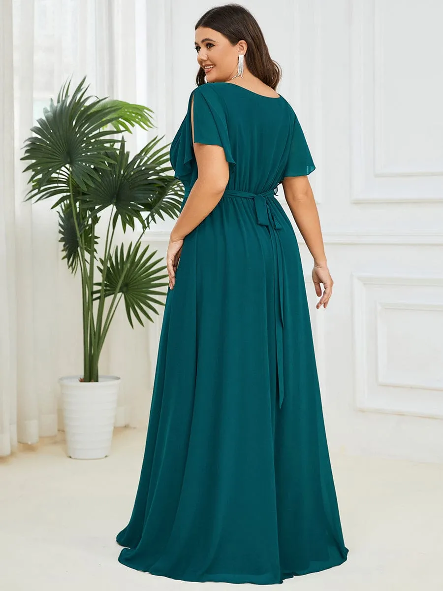 Flowy Pleated A-Line Chiffon Tie-Waist Bridesmaid Dress