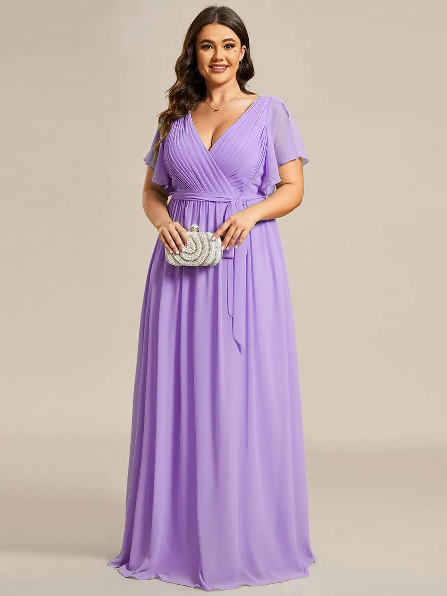 Flowy Pleated A-Line Chiffon Tie-Waist Bridesmaid Dress