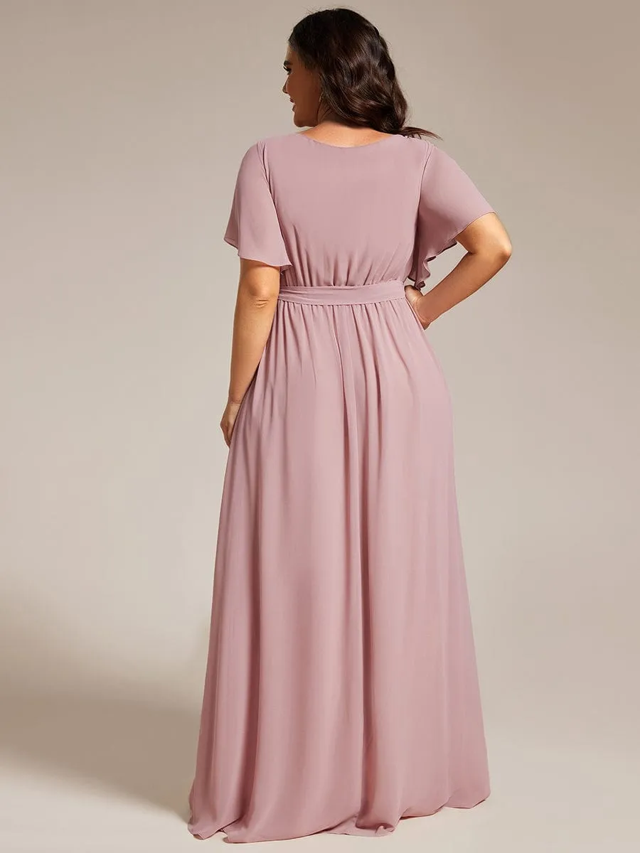 Flowy Pleated A-Line Chiffon Tie-Waist Bridesmaid Dress