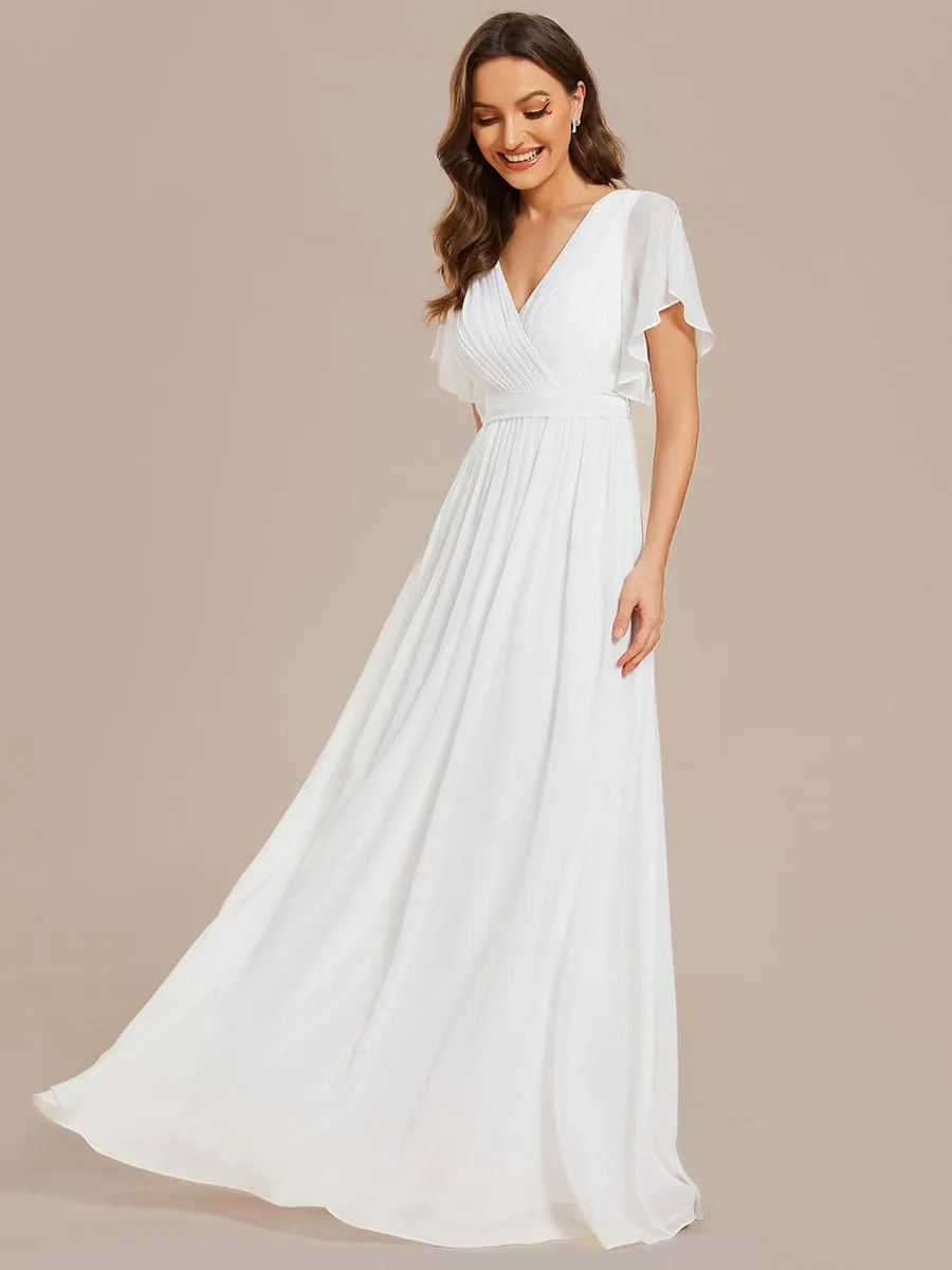 Flowy Pleated A-Line Chiffon Tie-Waist Bridesmaid Dress